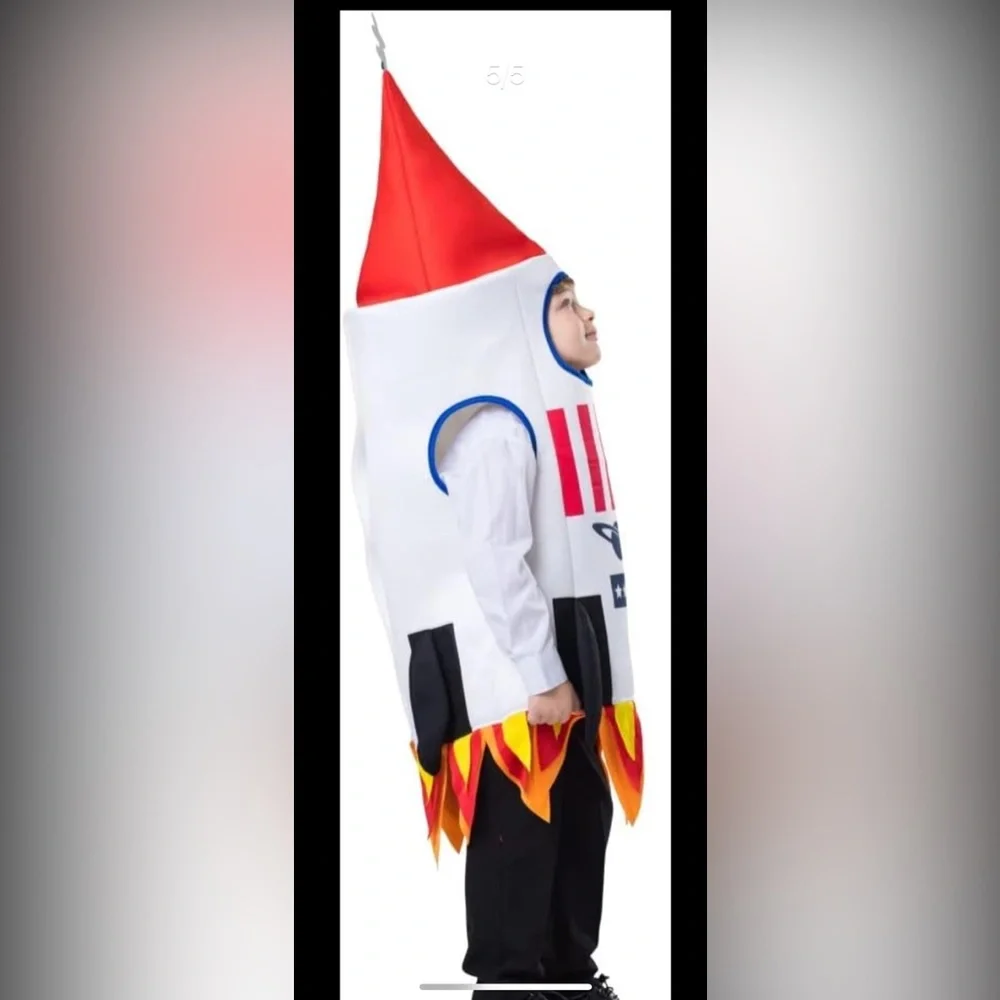 Rocket Ship Kids Costume - Red, White, and Black